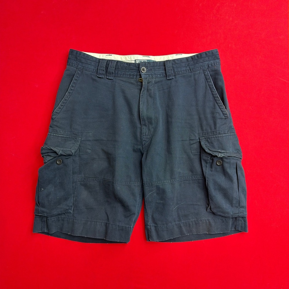 Polo Ralph Lauren Mens Cargo Shorts Navy Blue Cotton Classic Polo Chino Size 35 - Picture 1 of 7